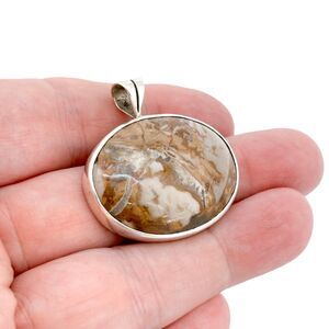 Estate Abrano Sterling Silver 925 Oval Agate Pendant